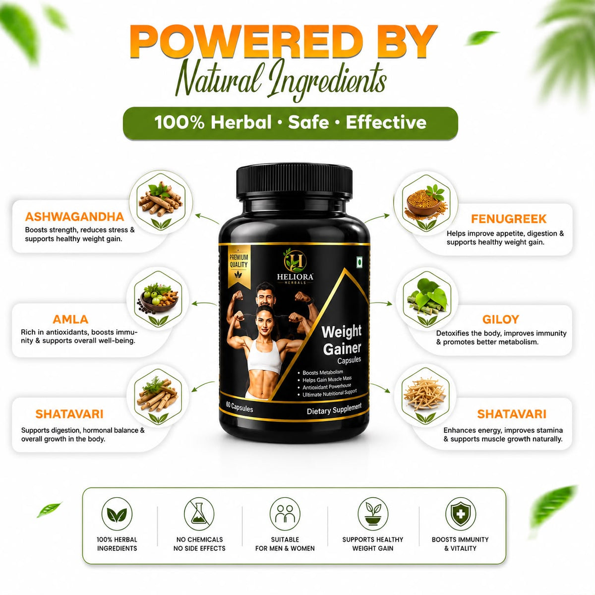 Herbal Weight Gainer Capsule for Men & Women